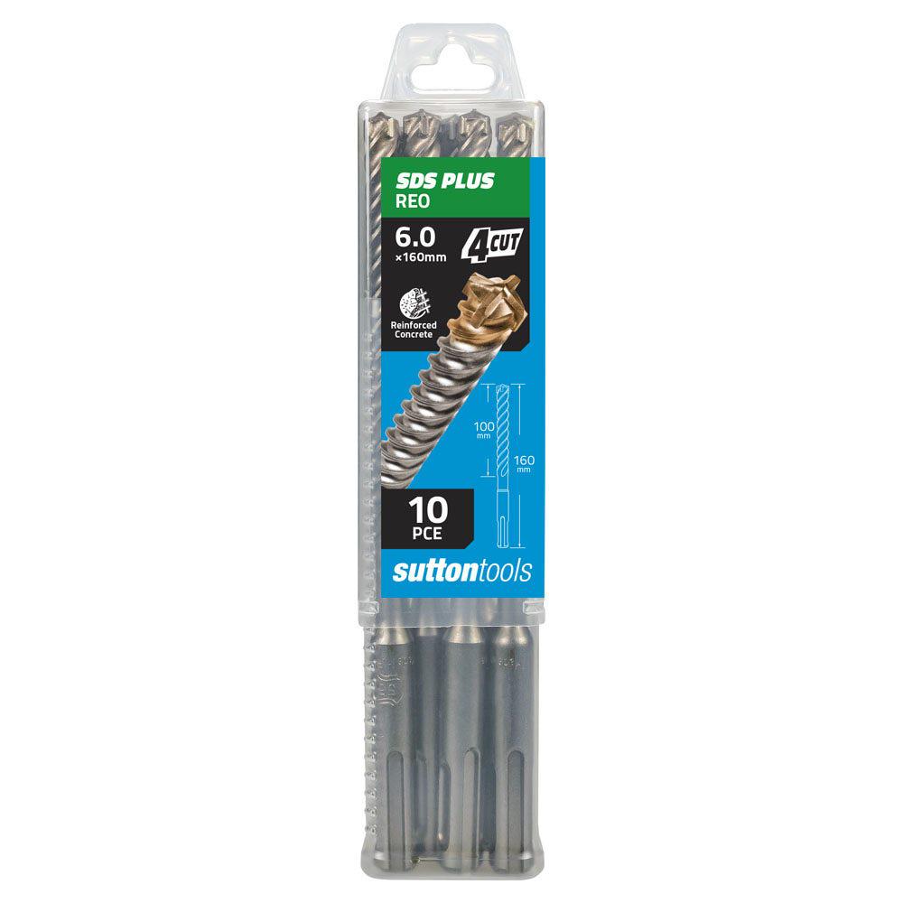SUTTON 6.0x160mm 4-Cut SDS Plus TCT Masonry Drill Bit - 10 Piece D6820600