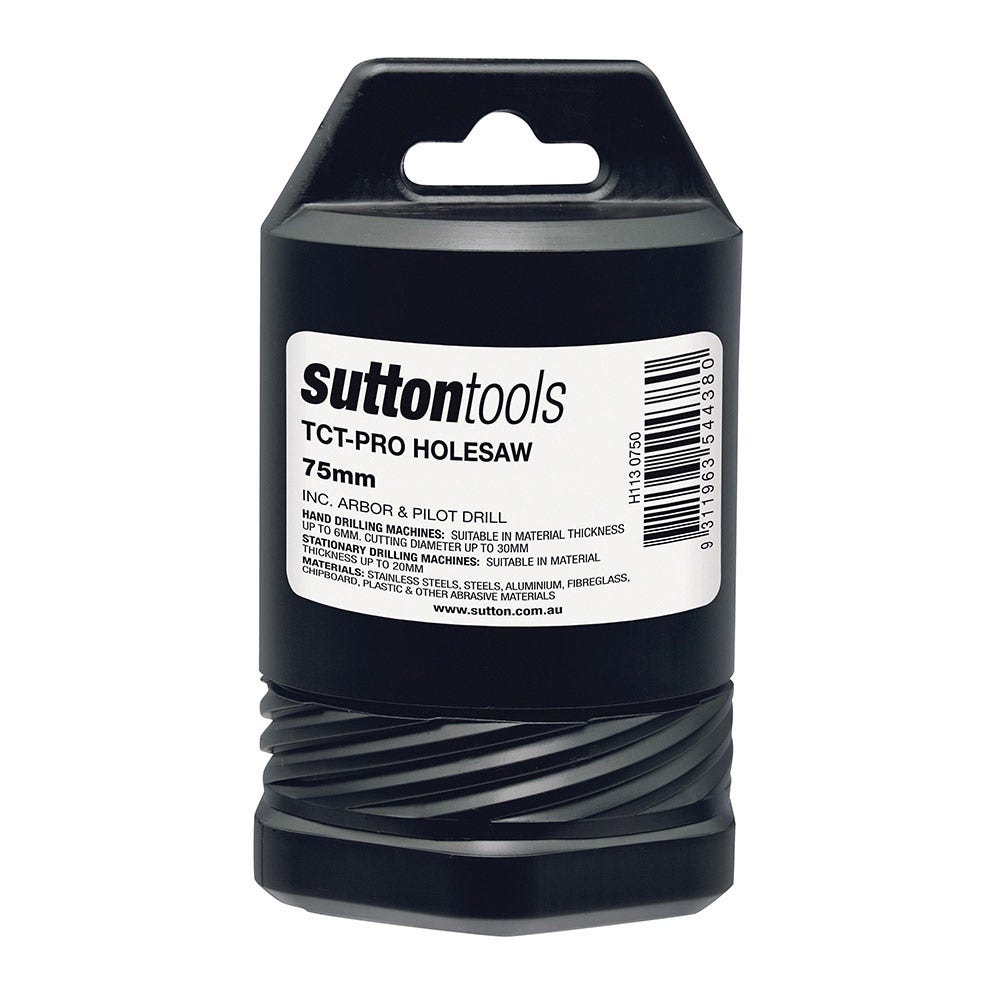 SUTTON 75mm TCT Metal Holesaw w Arbor - DEEP CUT H1130750