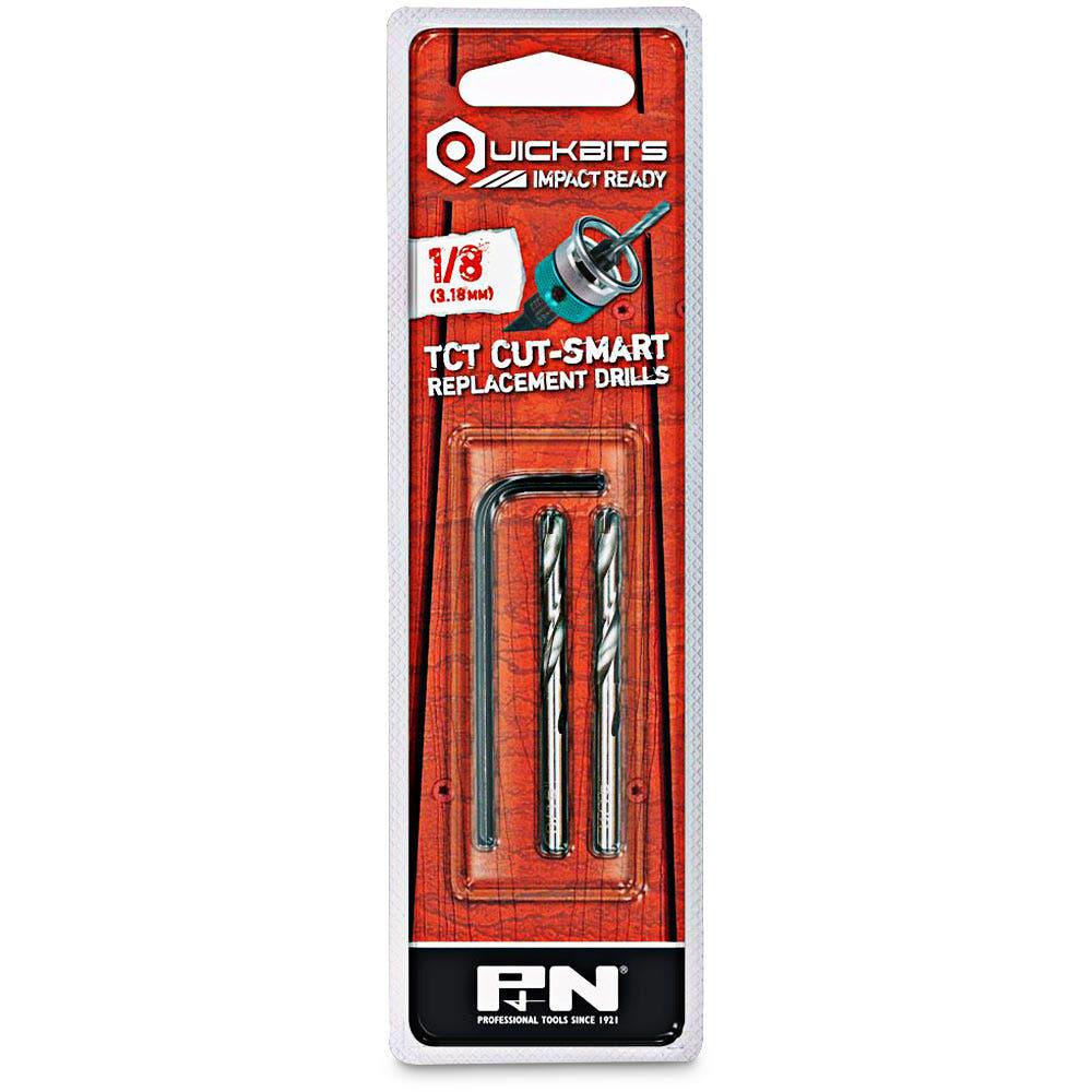 SUTTON QUICKBITS 1 8inch TCT Pilot Drill Bits w. Allen Key - TCT CUT-SMART - 2 Piece