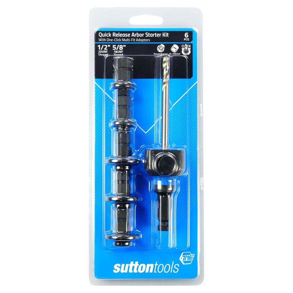 SUTTON Quick Release Holesaw Arbor, HSS Pilot Drill and Adaptor Starter Set - 6 Piece