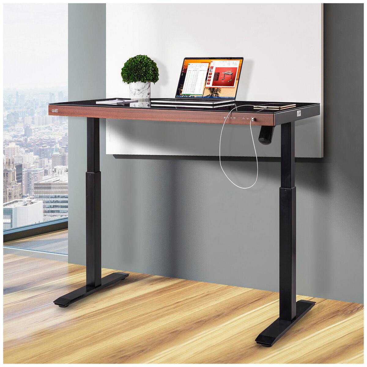 Seville airLIFT Glass Top Electric Height Adjustable Standing Desk Black