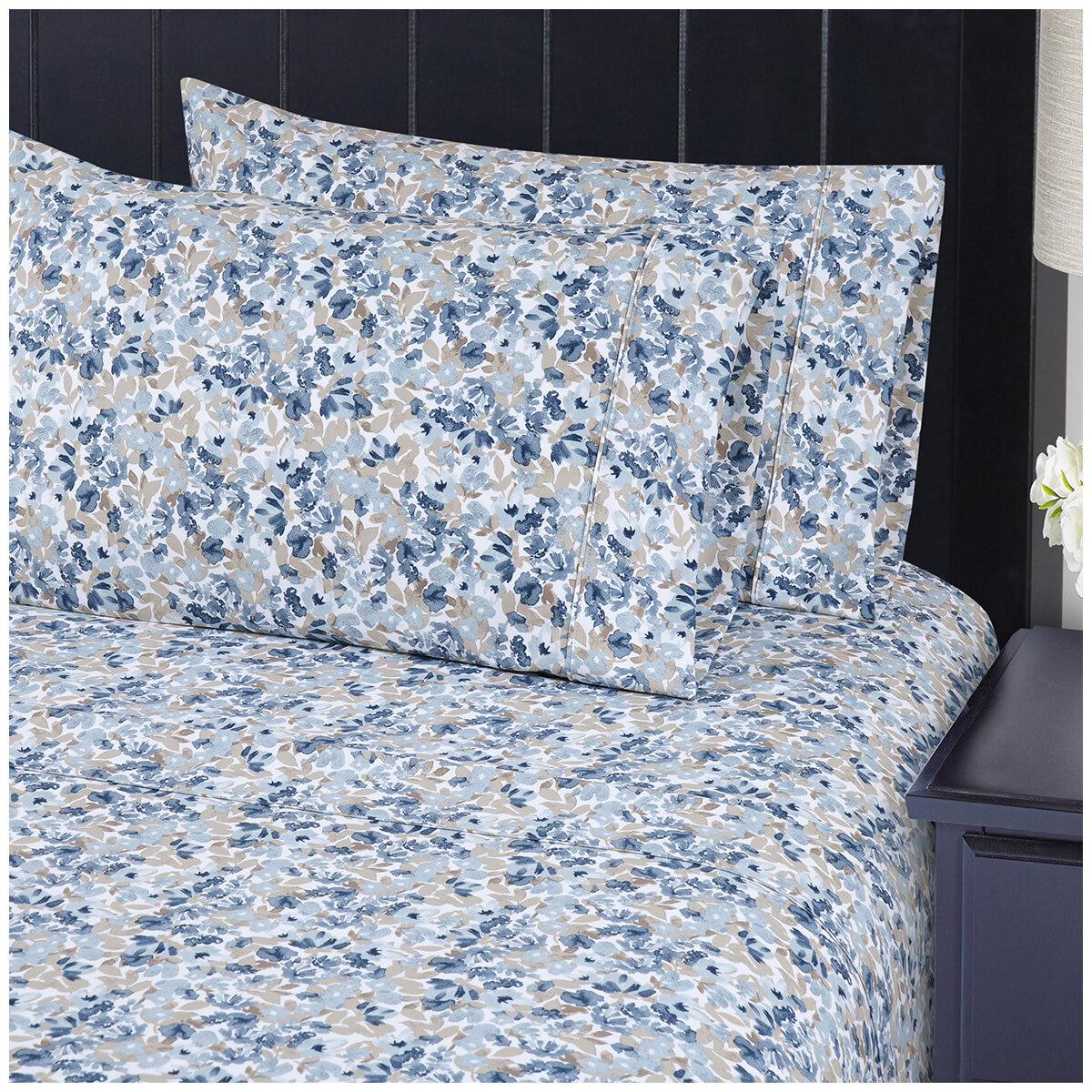 South Point Home Fashion Poly Flannel Queen Sheet Set 6 Piece Dayflower Blue