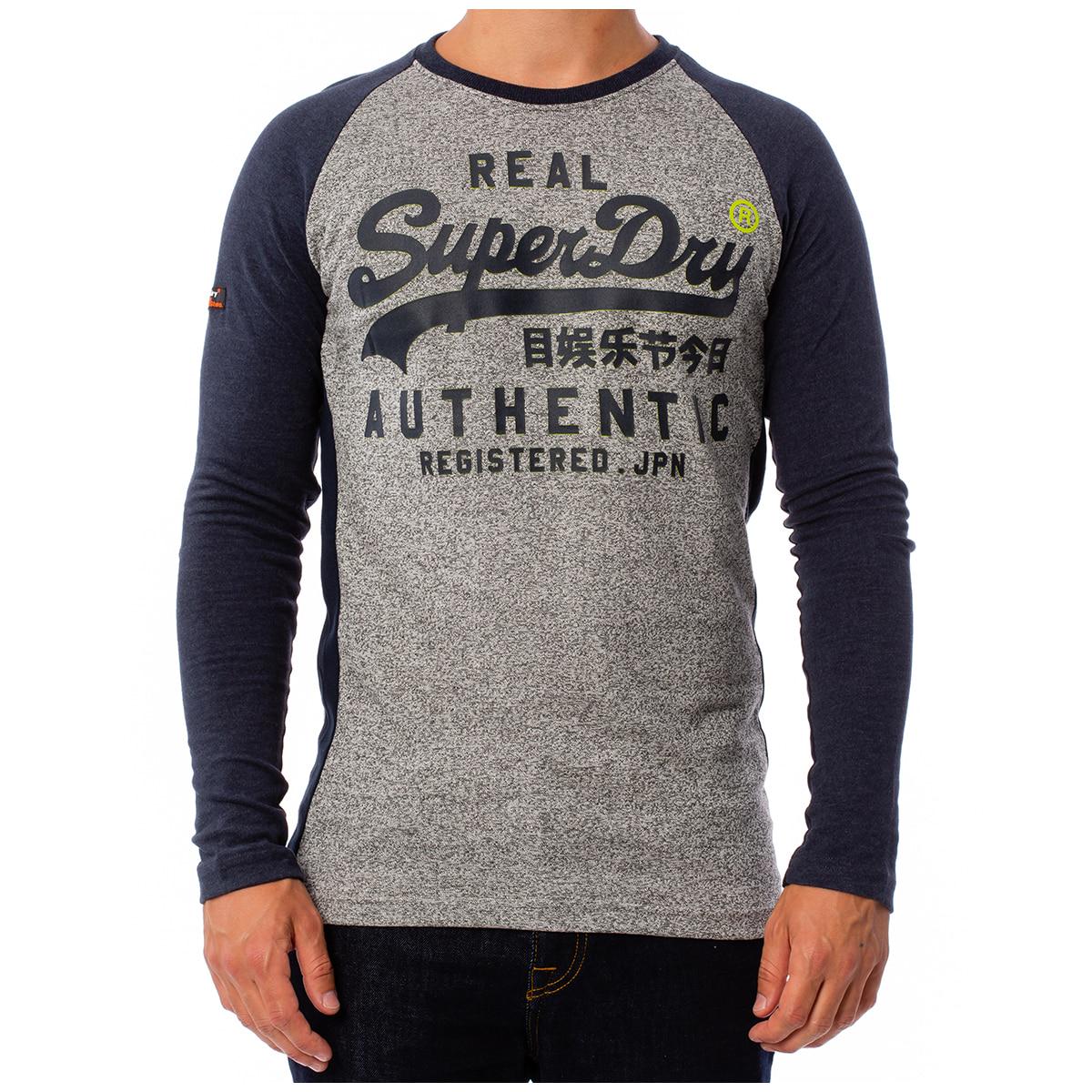 Superdry Vintage Logo Raglan Long Sleeve T-Shirt Grey