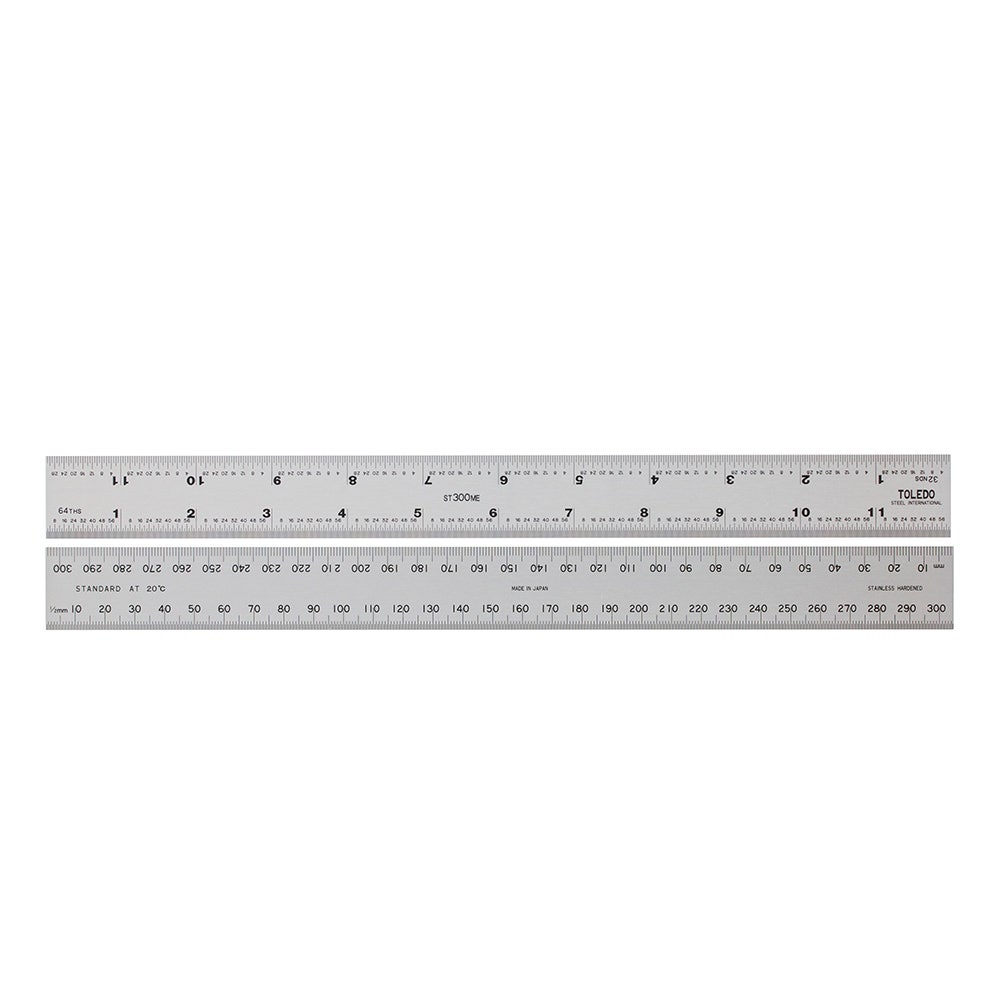 TOLEDO 300mm Double-Sided Metric and Imperial Stainless Steel Rule ST300ME12