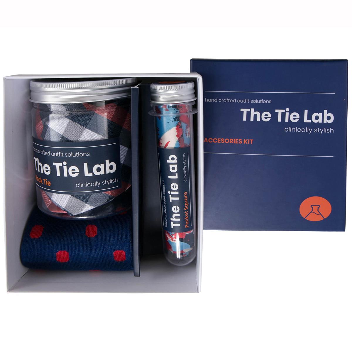 The Tie Lab Handcrafted Tie Gift Set Grey Green Check Tie