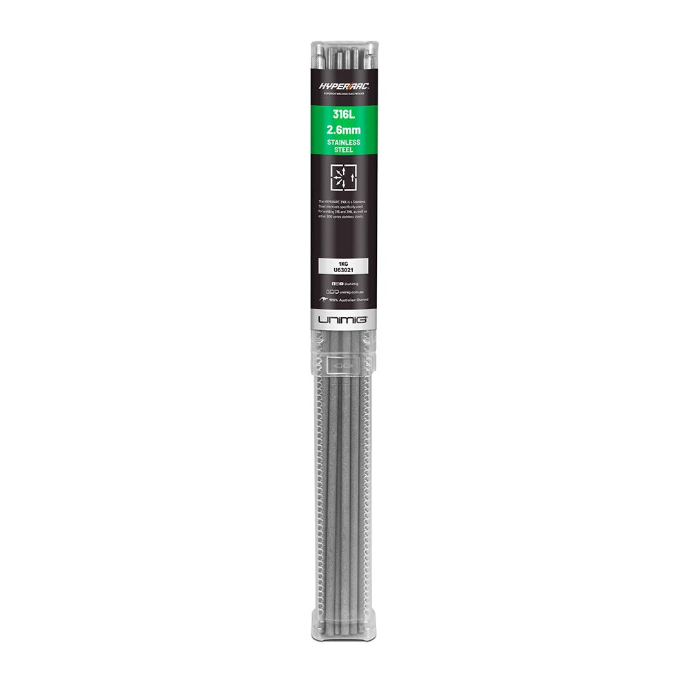 UNIMIG 2.6mm HYPERARC 316L Stainless Steel Electrodes U63021