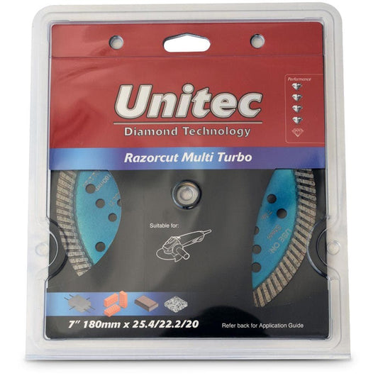 UNITEC 180mm Turbo Diamond Blade for General Purpose Cutting - RAZORCUT U-7RZMULTI