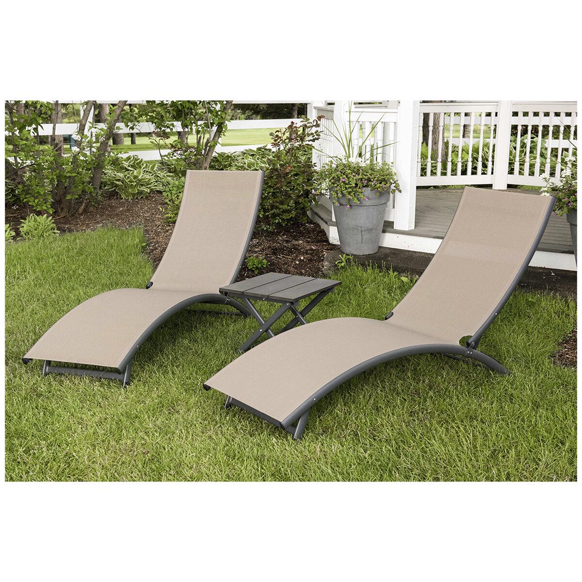 Vivere Coral Springs Chaise Lounge And Table 3 Piece Set Macchiato