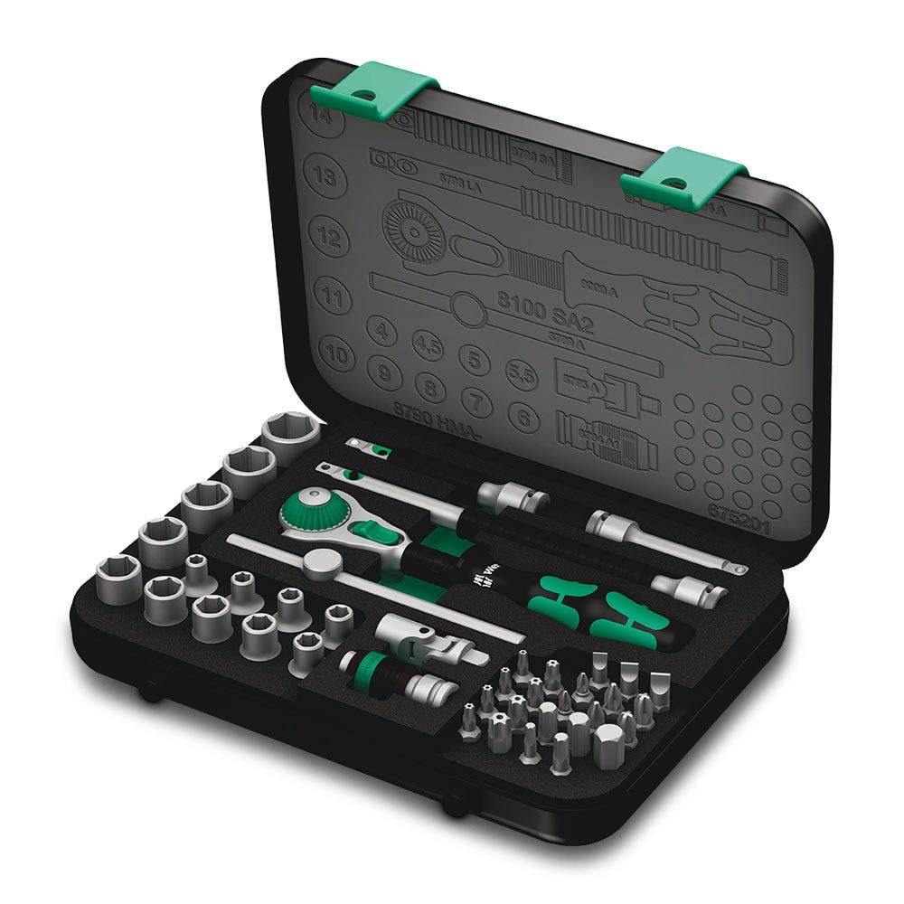 WERA 8100 SA 2 Zyklop Speed Ratchet Set 1 4 Drive Metric - 42 Piece WER003533