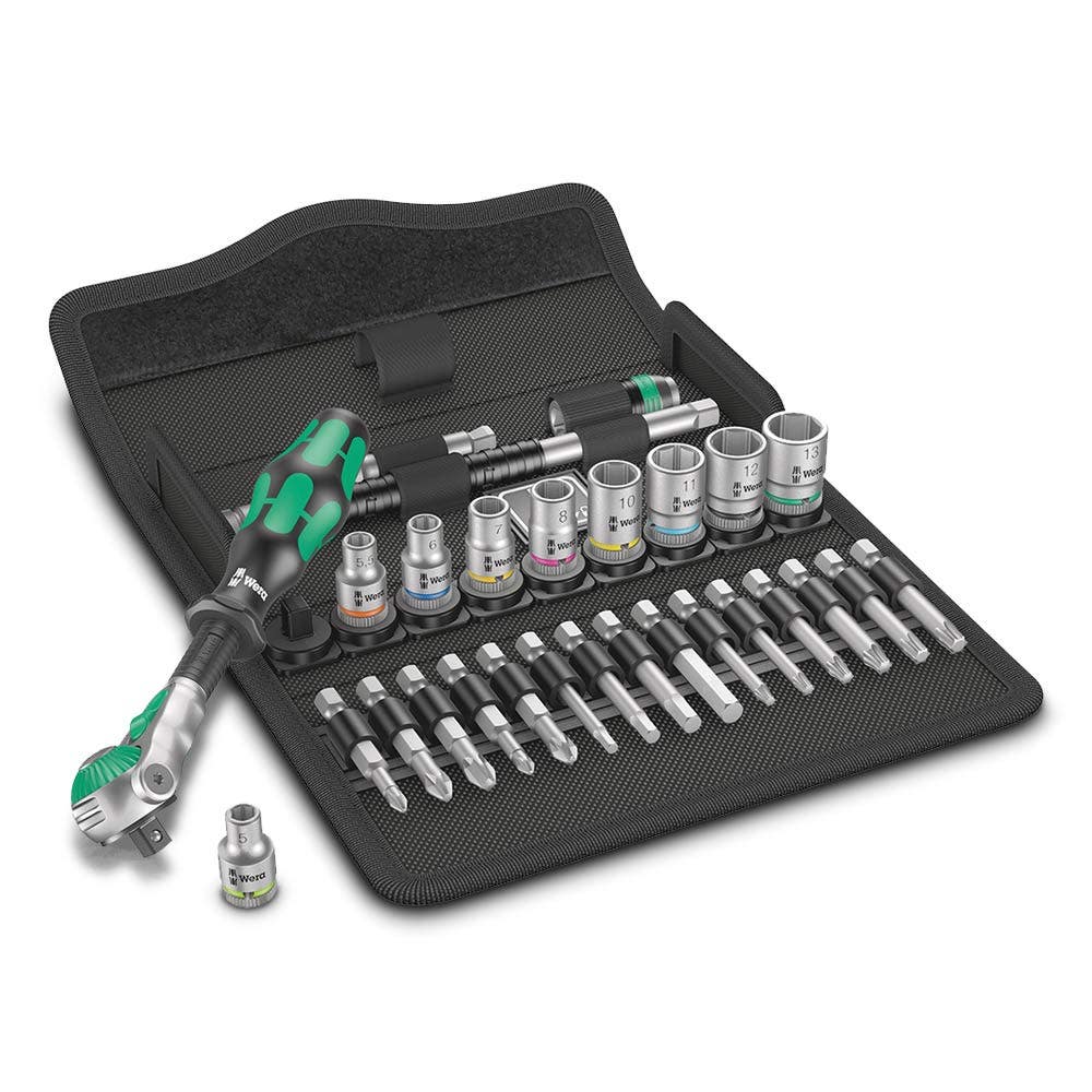 WERA 8100 SA 6 Zyklop Speed Ratchet Set 5-13mm 1 4 Drive Metric - 28 Piece WER004016