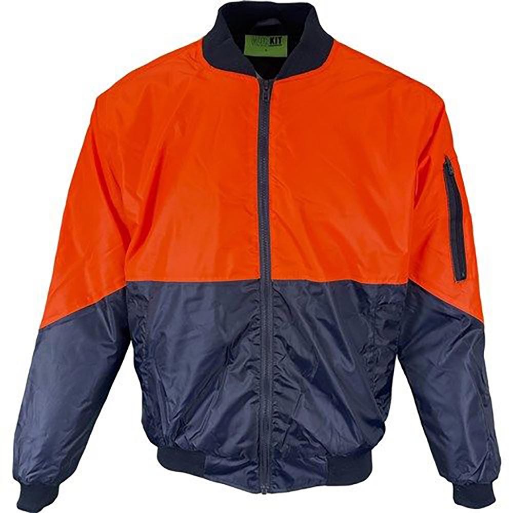 WORKIT Hi Vis 2 Tone Wet Weather Bomber Jacket Orange Navy 3009ONS