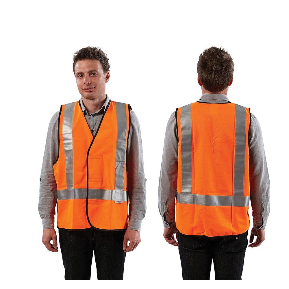 WORKIT Safety Vest Day Night Reflective Hi-Vis Org VDNOS