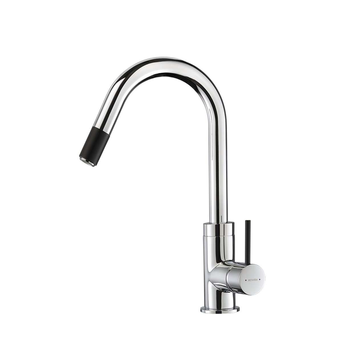 Methven Gooseneck Sink Mixer - Pull Out - Brass - 360 Swivel - Chrome
