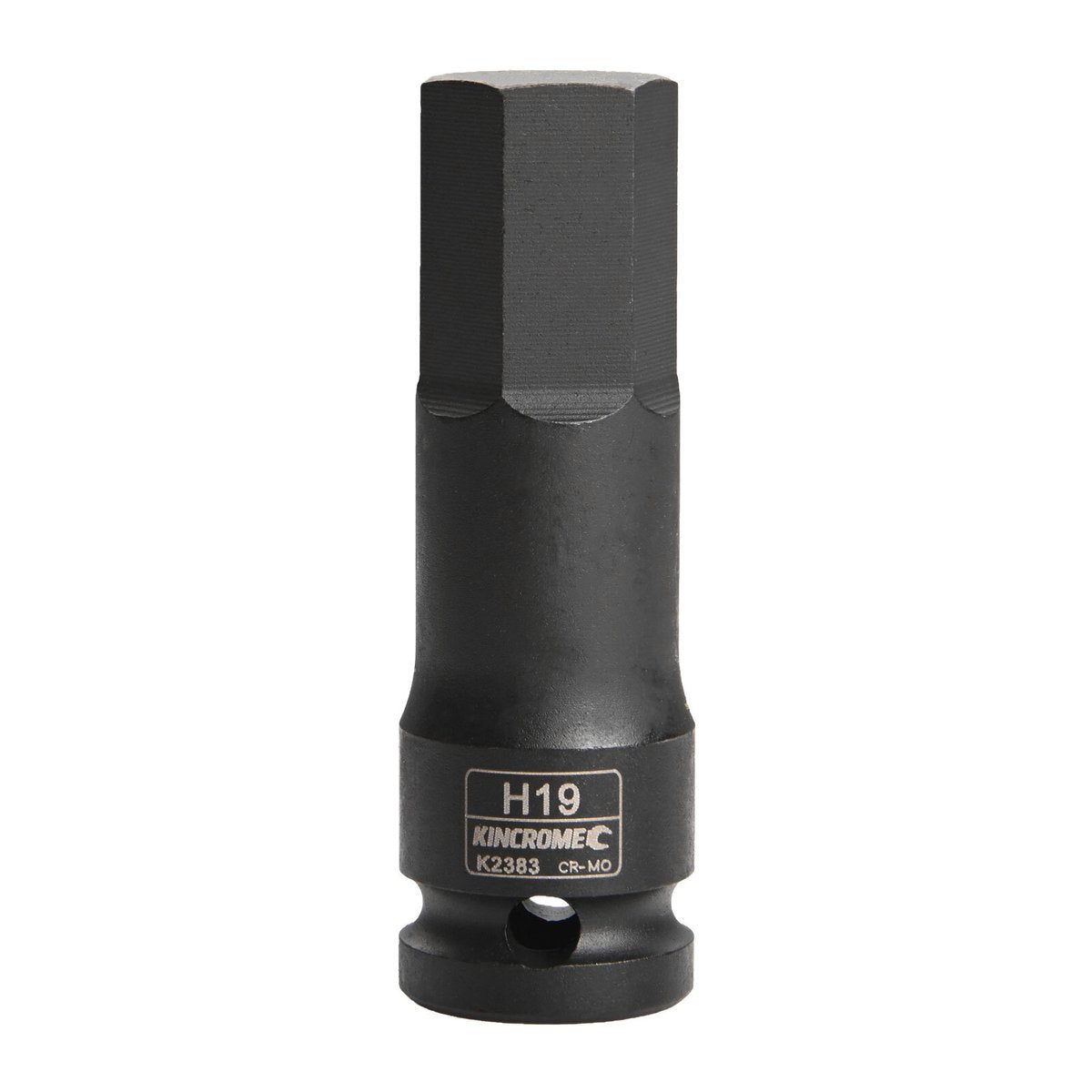 Kincrome 19mm 1/2" Drive Hex Impact Socket - Chrome Molybdenum Steel - Black