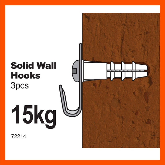 Everhang 15kg Solid Wall Picture Hanging Hook 3 Pack Steel Durable
