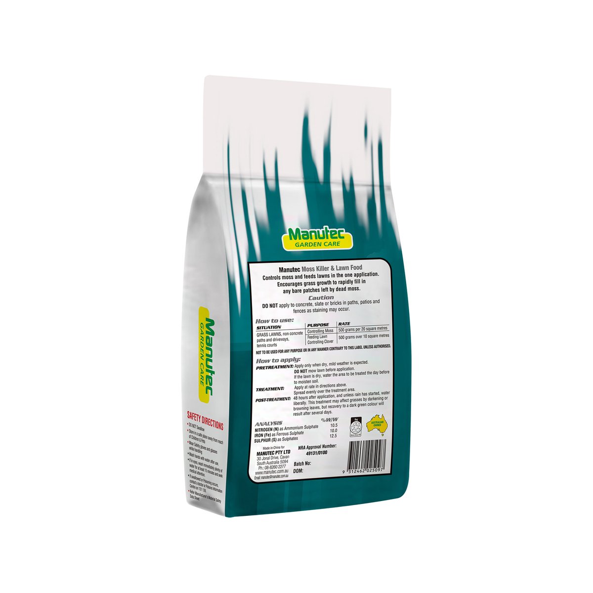 Manutec Moss Killer & Lawn Food - 2.5kg - Soluble Granules - Selective
