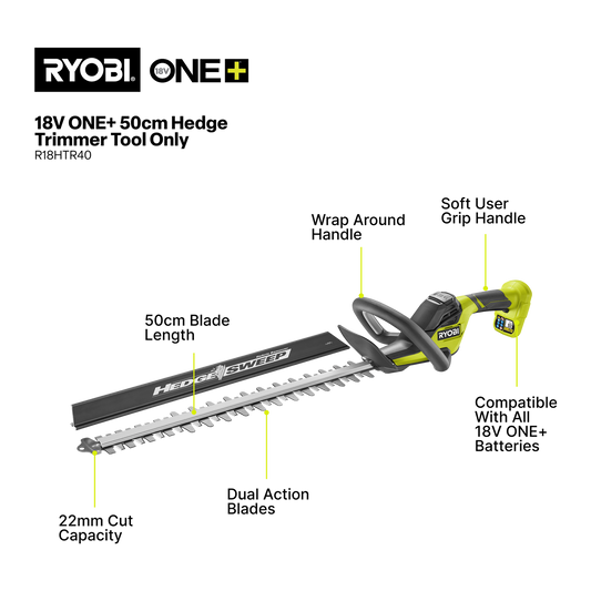 Ryobi ONE+ Hedge Trimmer R18HTR40 - Tool Only