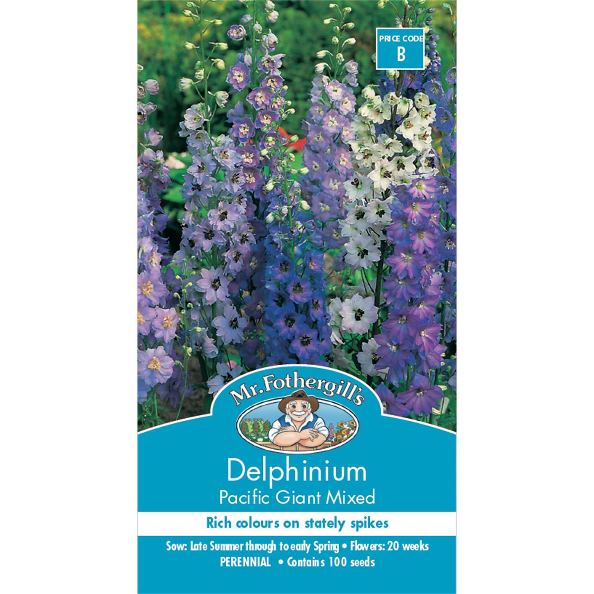 Mr Fothergill Delphinium Seeds - 200cm - Semi-Double Flowers - Strong