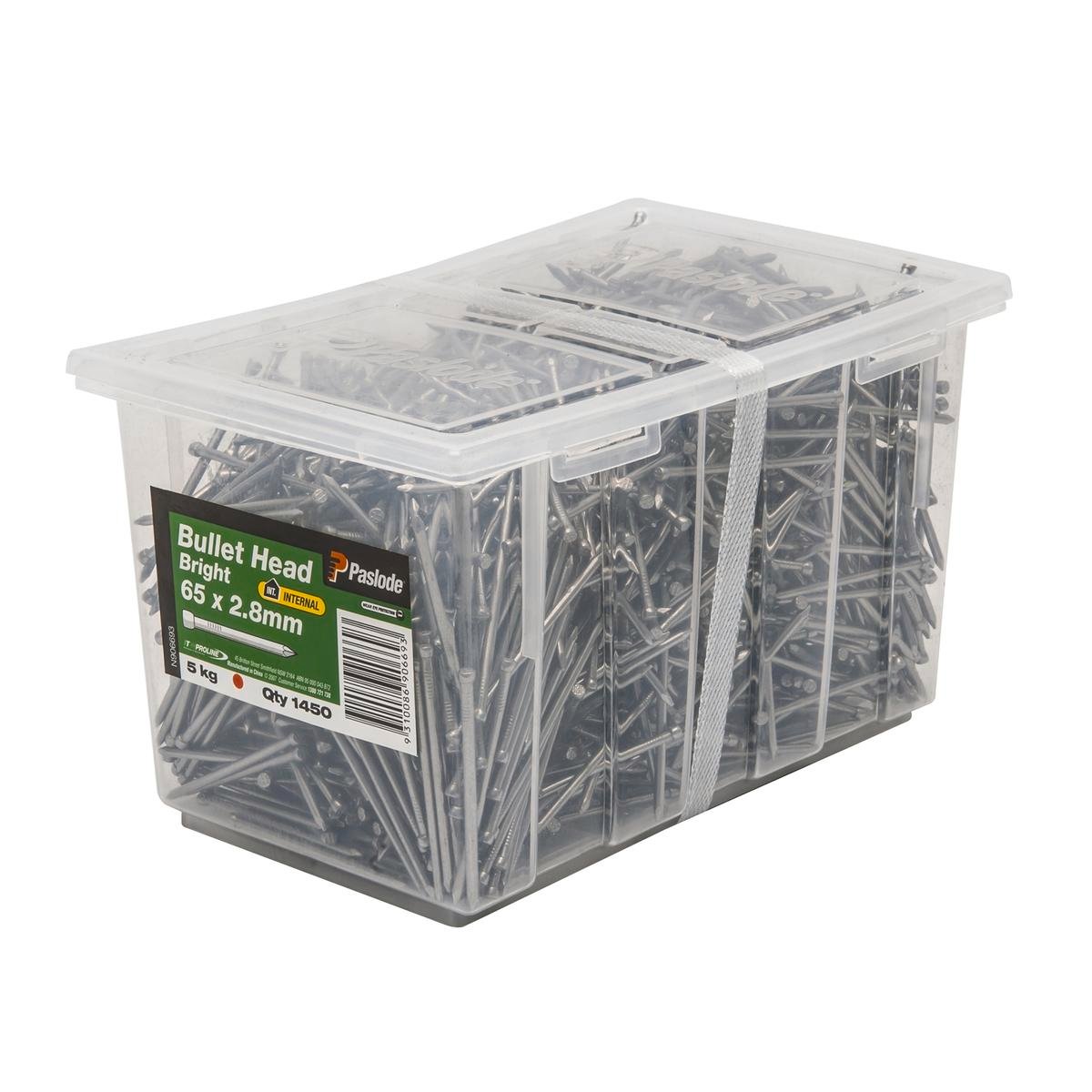 Paslode Bullet Head Nail 65mm x 2.8mm Bright Steel 5kg Pack