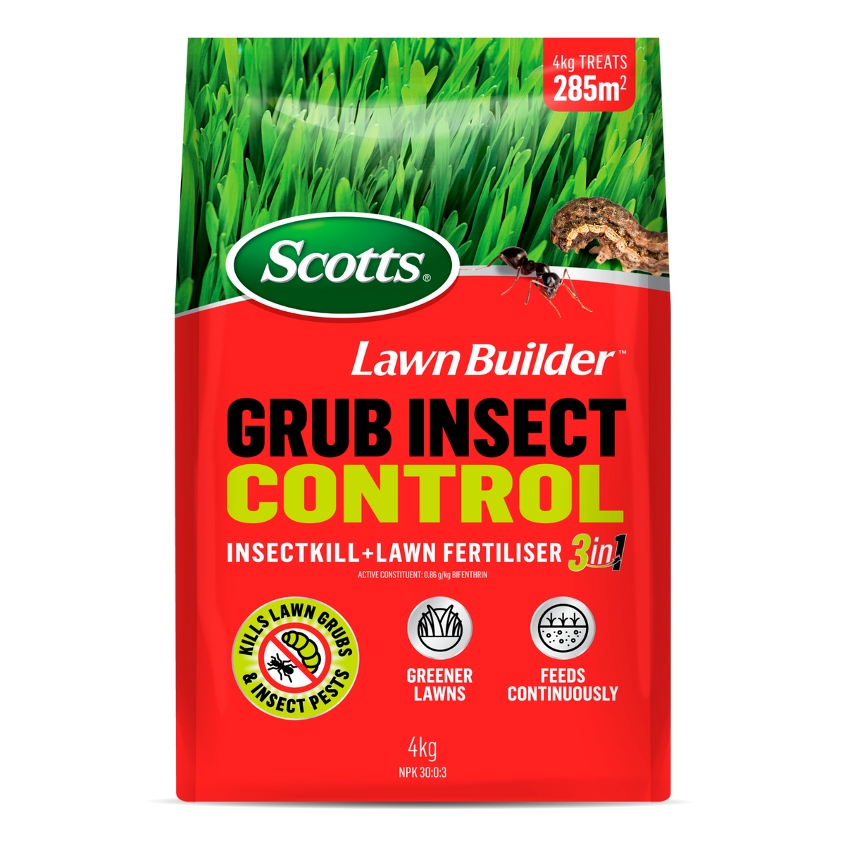 Lawn Builder 4kg Scotts Grub Insect Control Fertiliser Slow Release