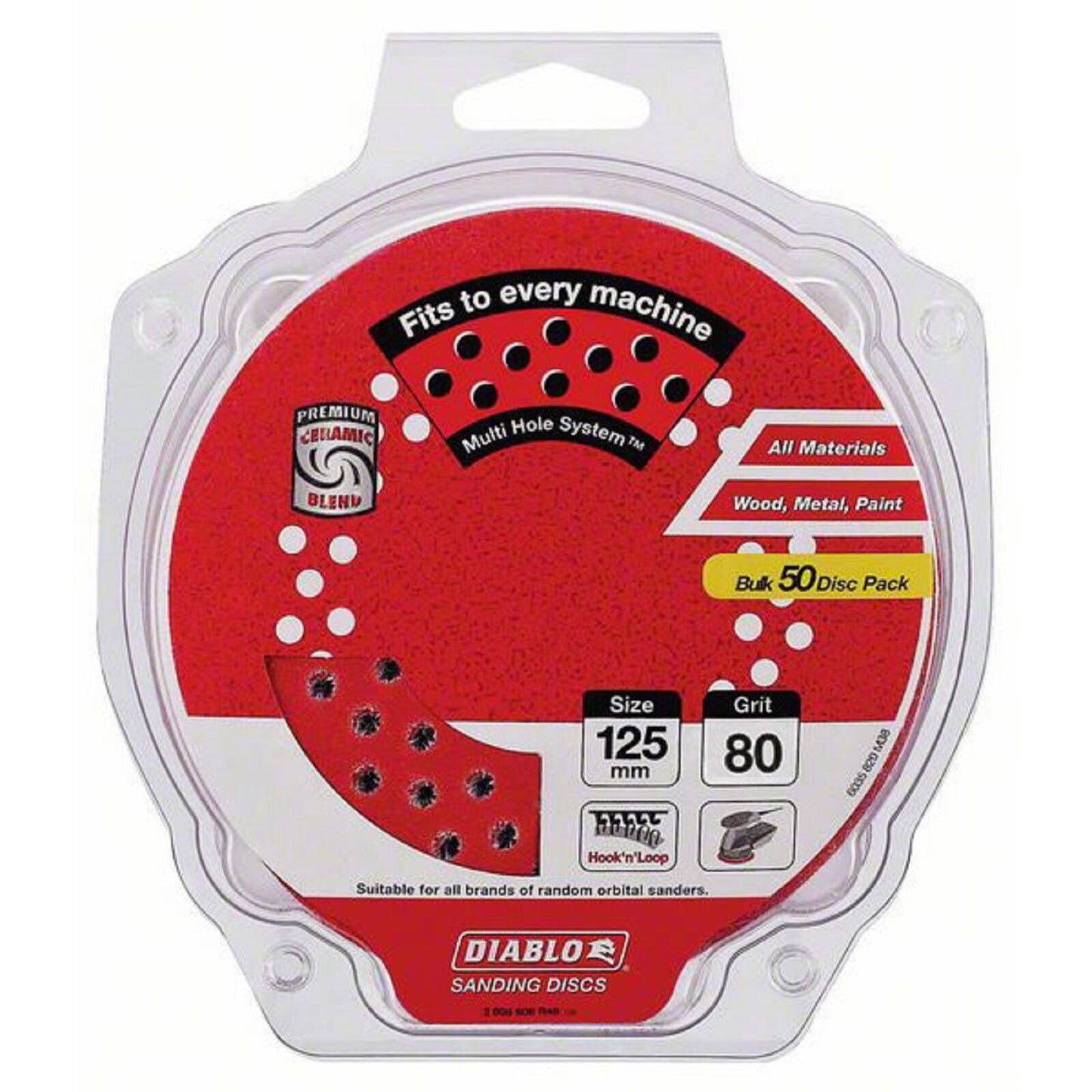 Diablo 125mm 80 Grit Abrasive Random Orbital Sheet - 50 Pack