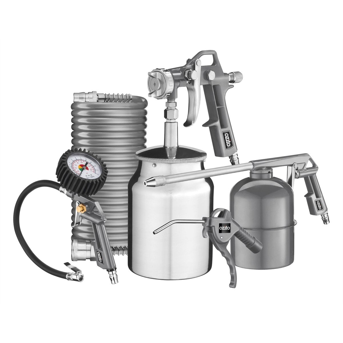 Ozito Air Tool Kit - 5 Piece - Plastic and Metal - Versatile Use