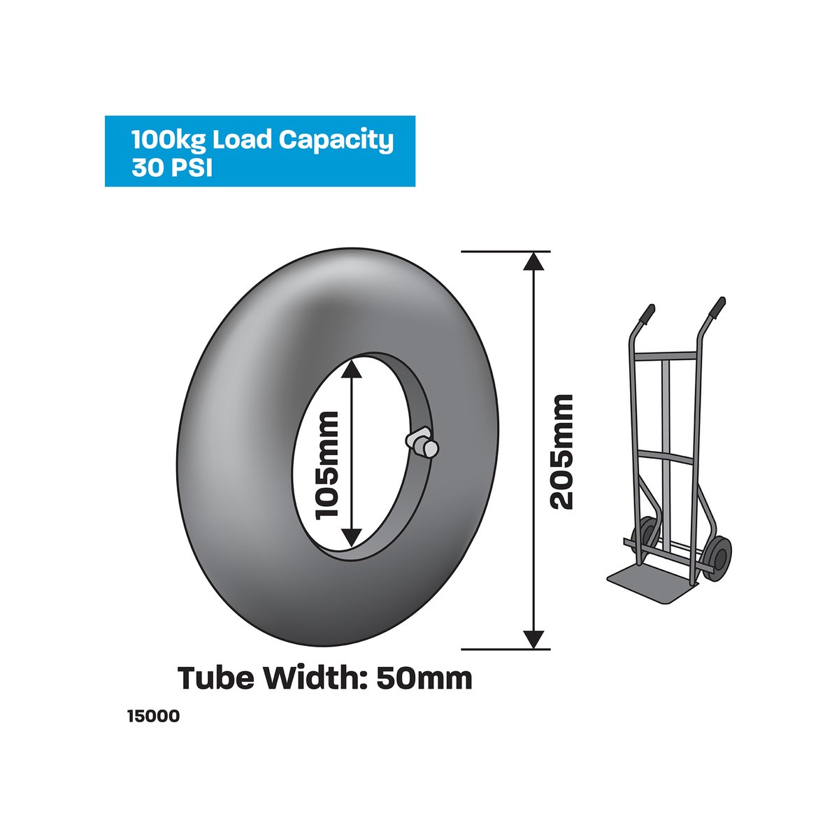 Move It 250 x 4 Replacement Inner Tube - Rubber - Easy Install - Durable