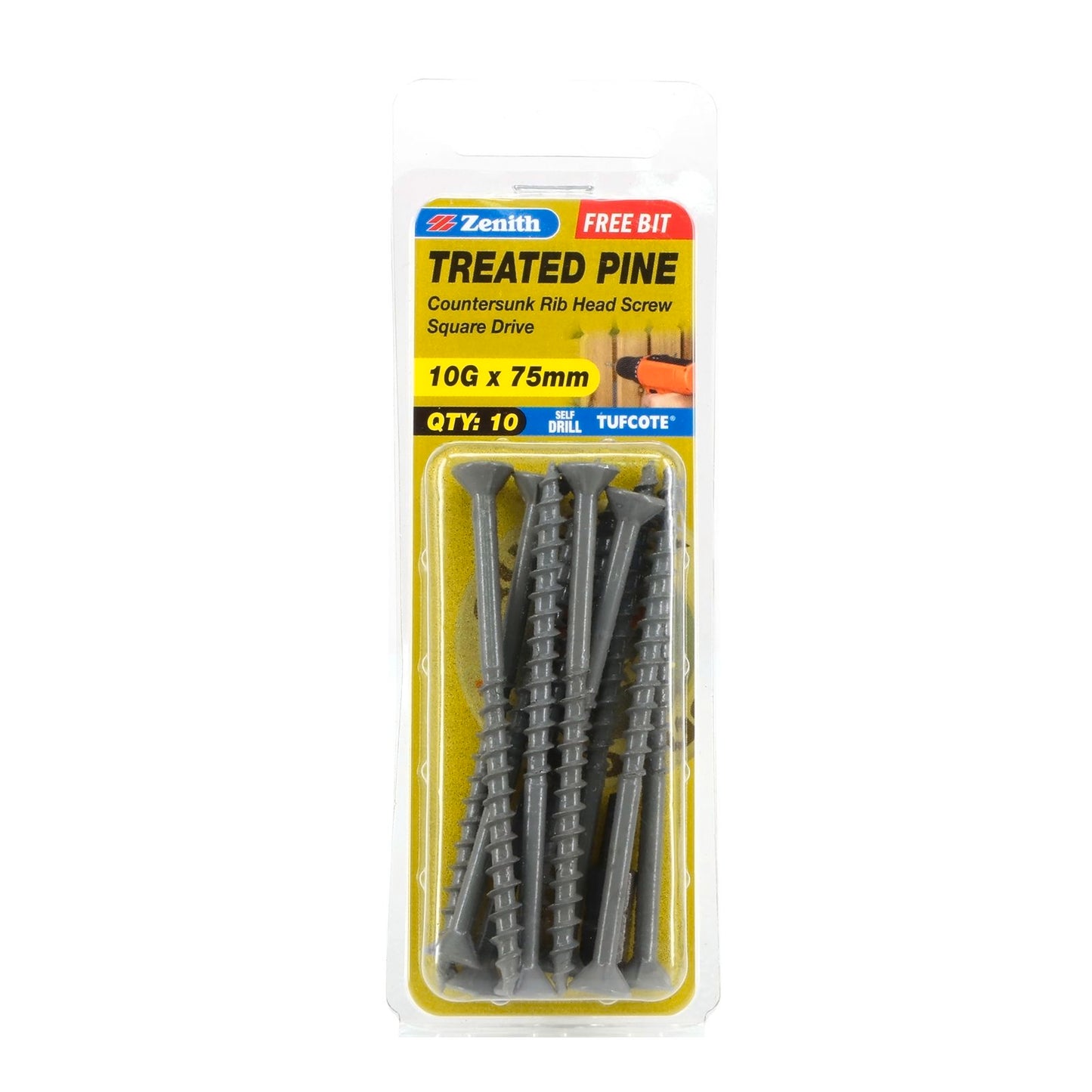 Zenith Treated Pine Screws - 10g x 75mm