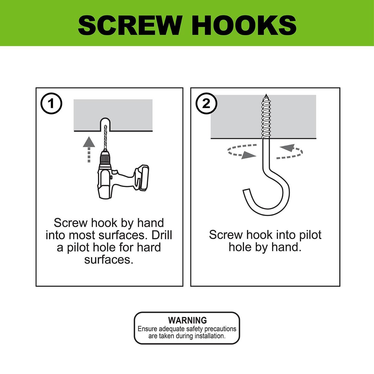 Everhang Zinc Plated Round Screw Hook 6 Pack - 26 x 6.2mm - Silver