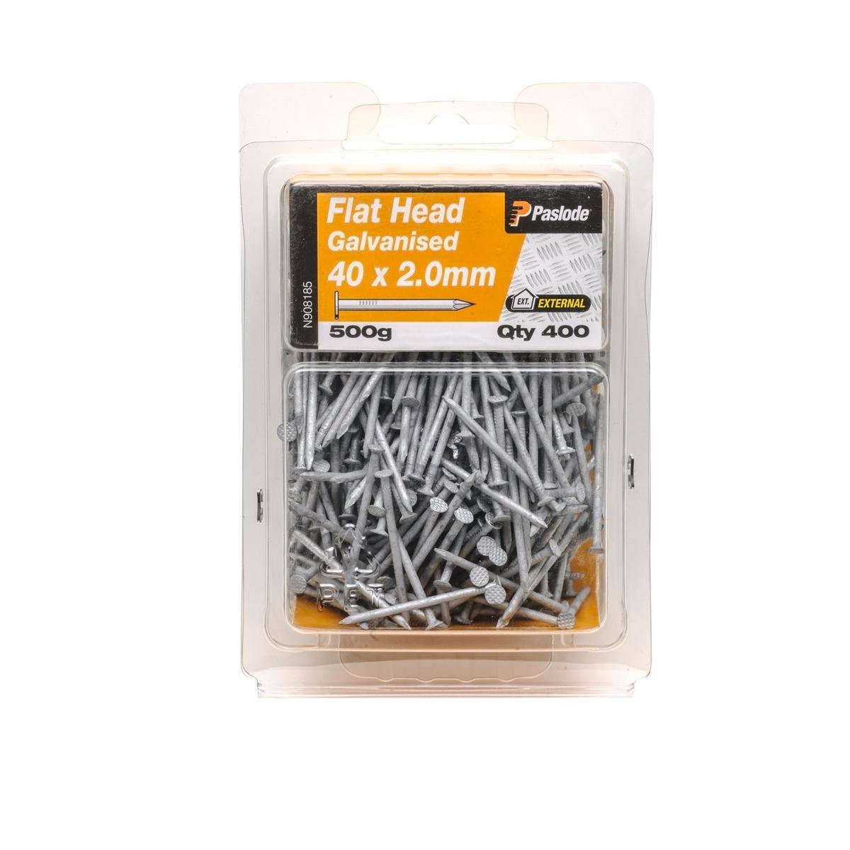 Paslode Galvanised Flat Head Nails 40 x 2mm 500g 400 Pack