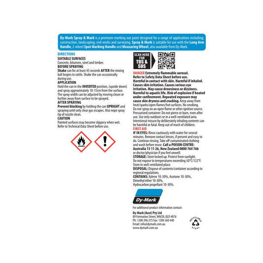 Dy-Mark Fluoro Orange Spray Paint 350g Toluene-Free High Opacity