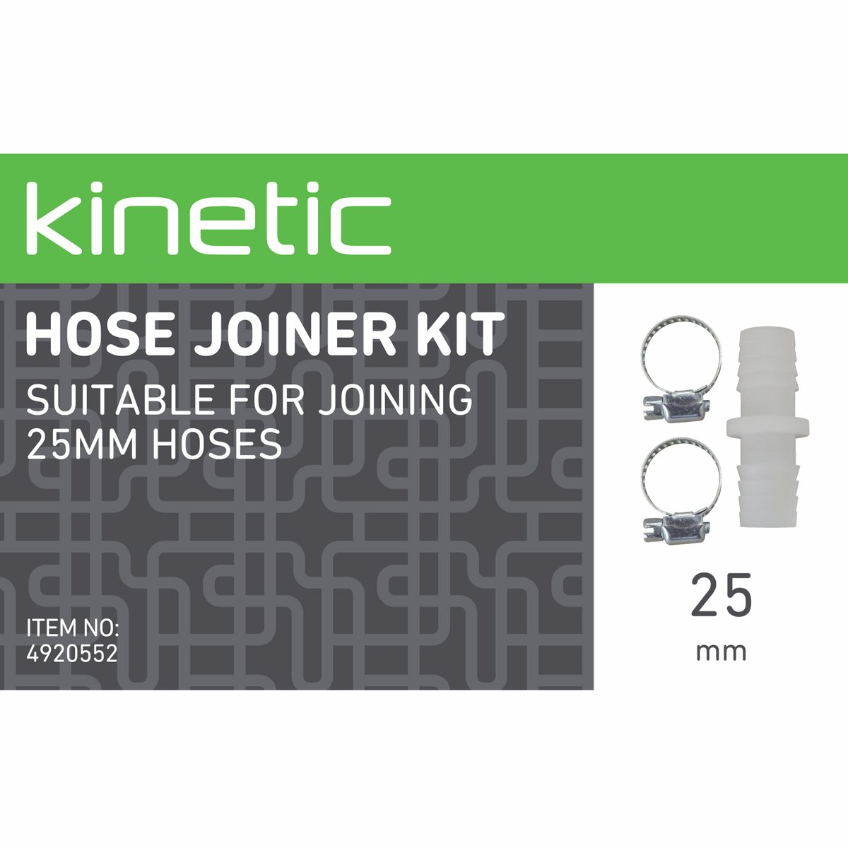 Kinetic 25mm Hose Joiner Kit - 25mm - Polypropylene Carbon Steel - Easy Use