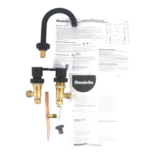 Mondella Black Matte Resonance Basin Set - 1/4 Turn - 1245mm