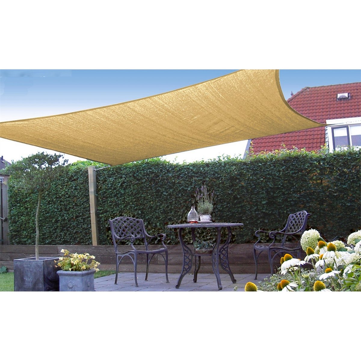 Marquee Shade Sail 3 x 5m Beige HDPE Weather Resistant UV Block 93%