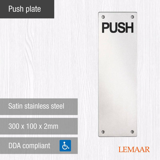 Lemaar Engraved Push Plate 300x100x2mm Satin Stainless Steel DDA