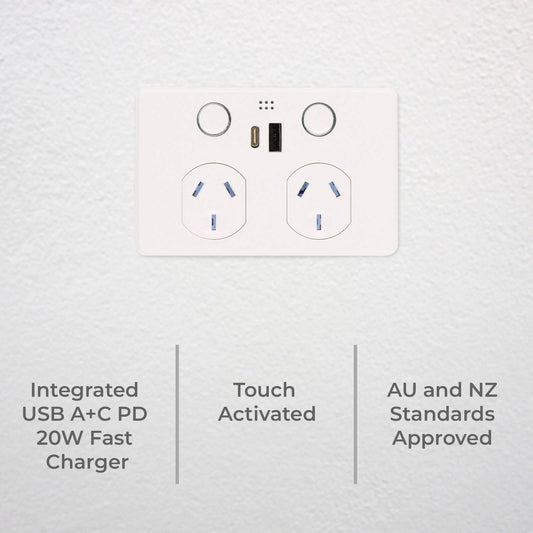 Deta Grid Smart Double Power Point - 50 x 74 x 115mm - White