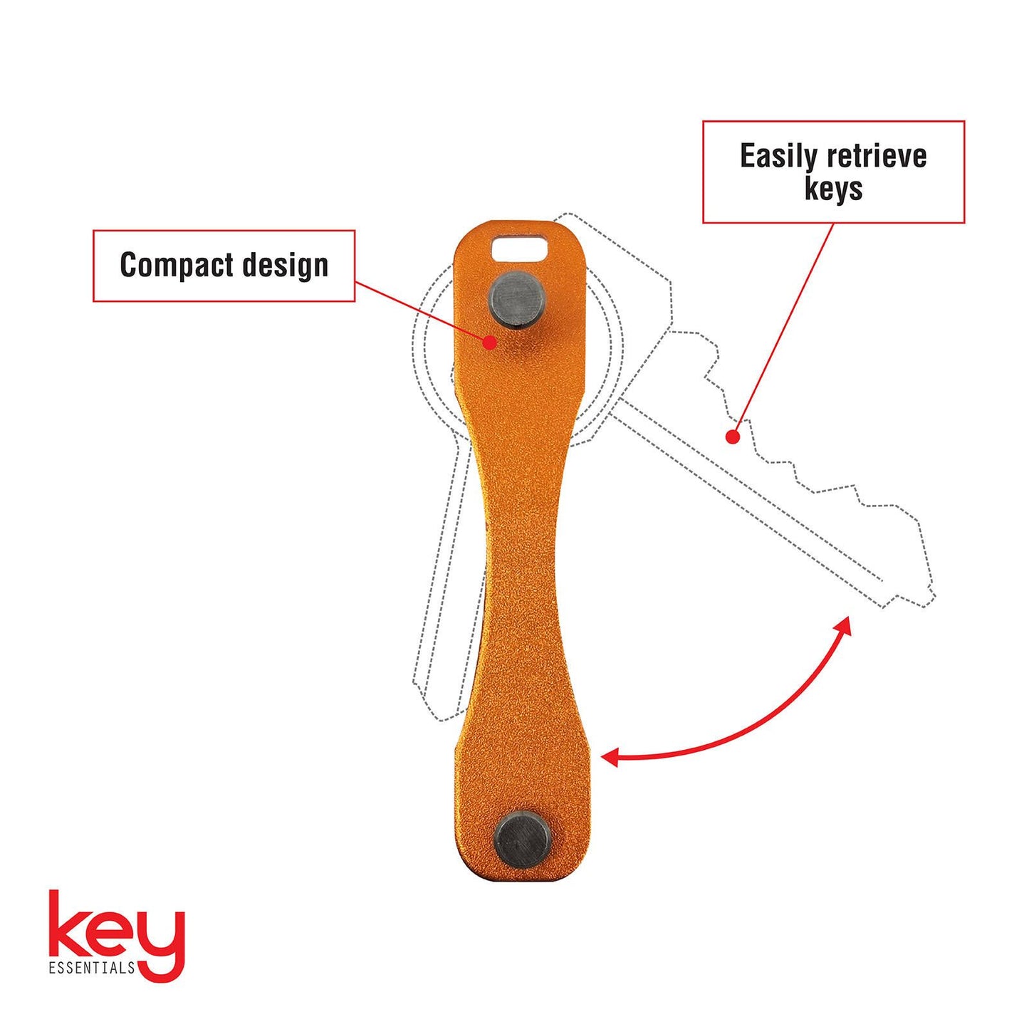Key Essentials Metal Key Organiser - 85 x 20mm - Orange
