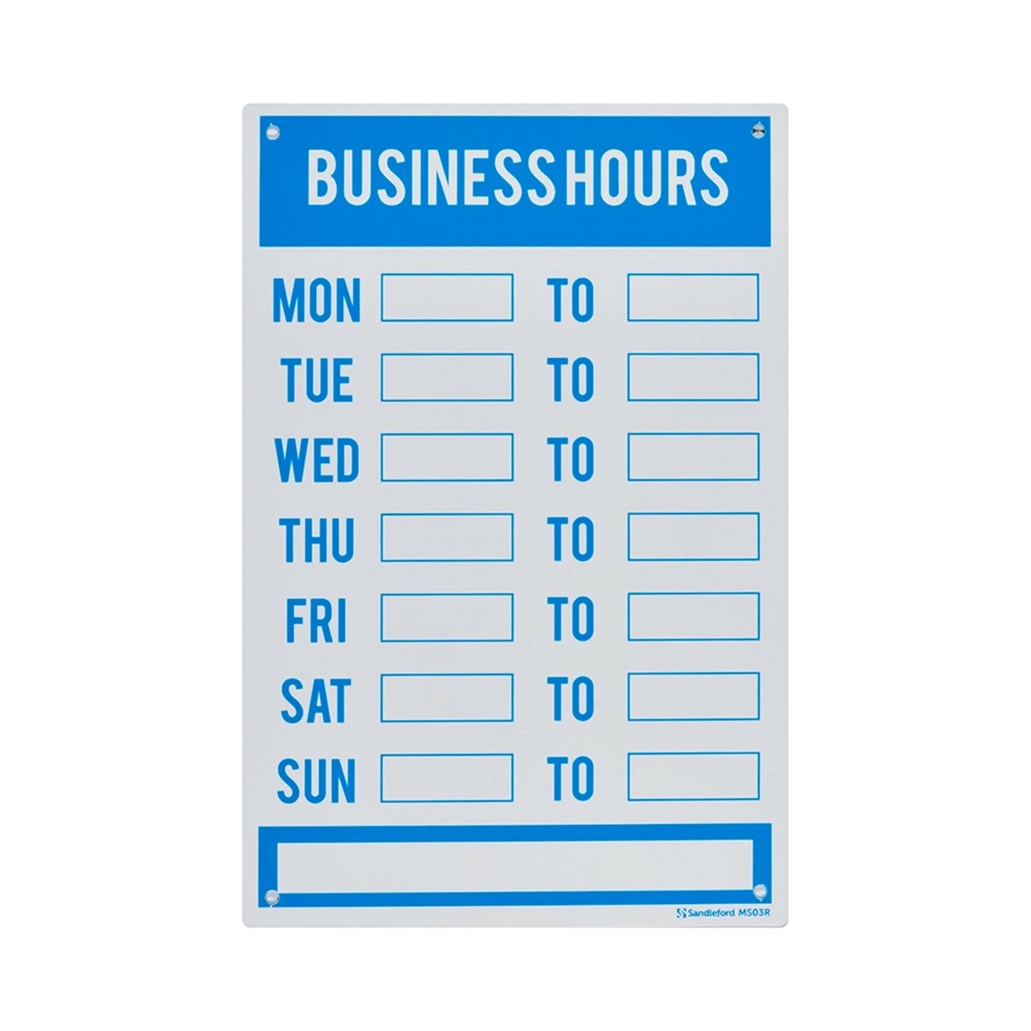 Sandleford Plastic Business Hours Sign - 300 x 200mm
