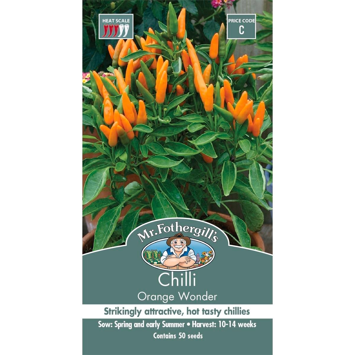 Mr Fothergill Chilli Orange Wonder Seeds - 75mm - Easy To Grow - Hot