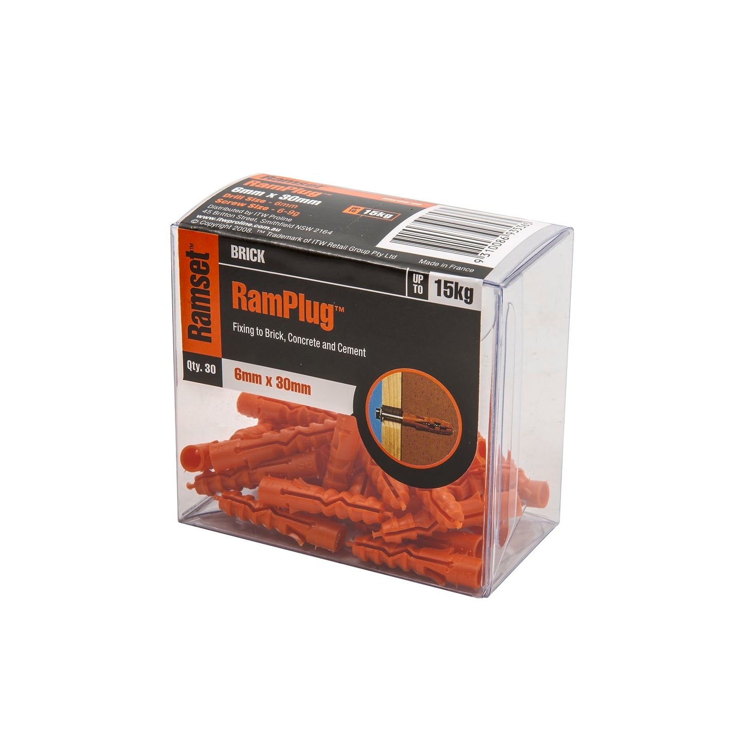 Ramset Nylon Anchor - 6 x 30mm - 30 Pack