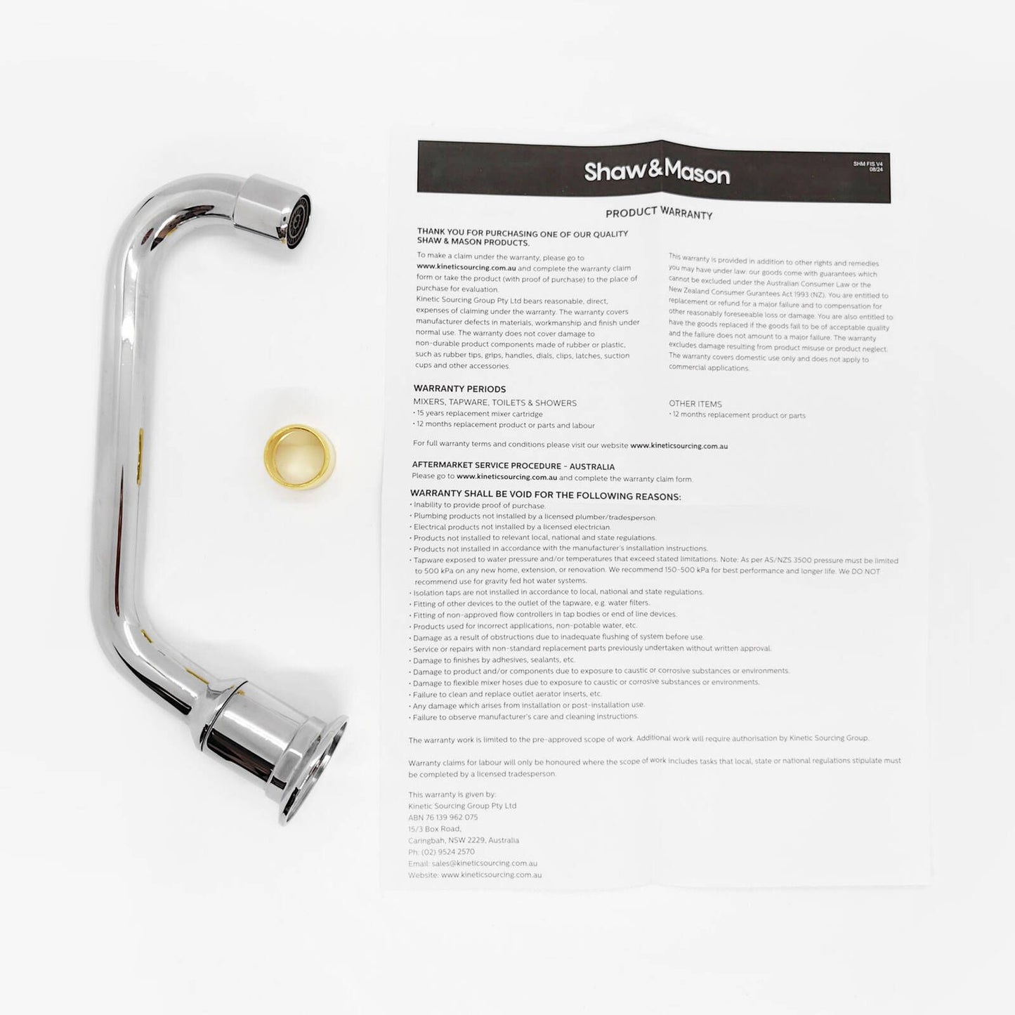Shaw Mason Chrome Swivel Hob Tube Spout - 180mm - 9L/min