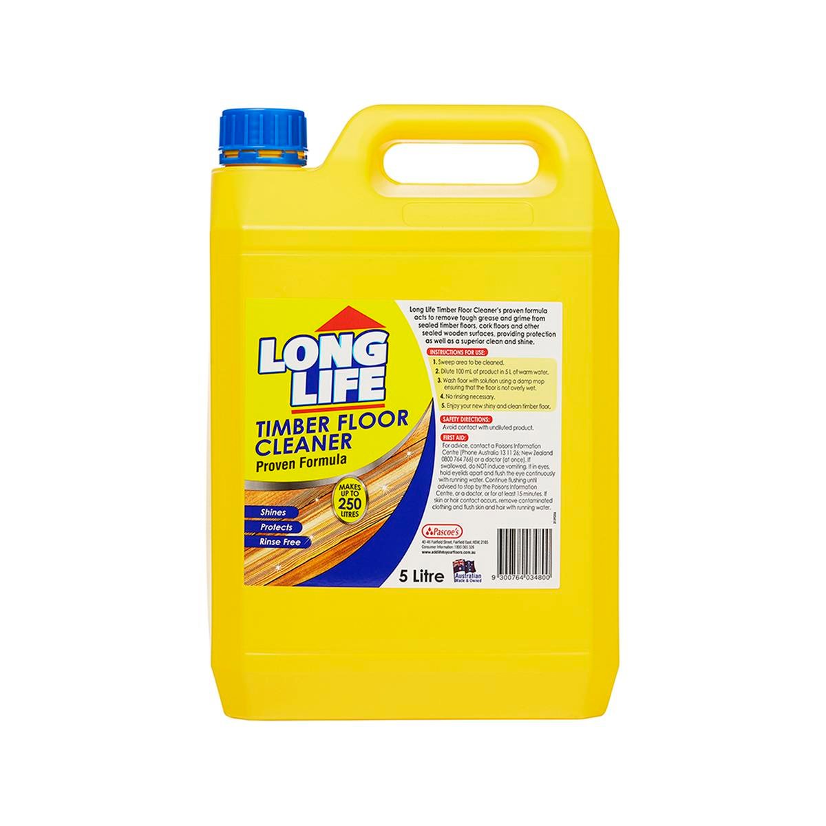 Long Life Timber Floor Cleaner 5L HDPE No Residue Superior Shine