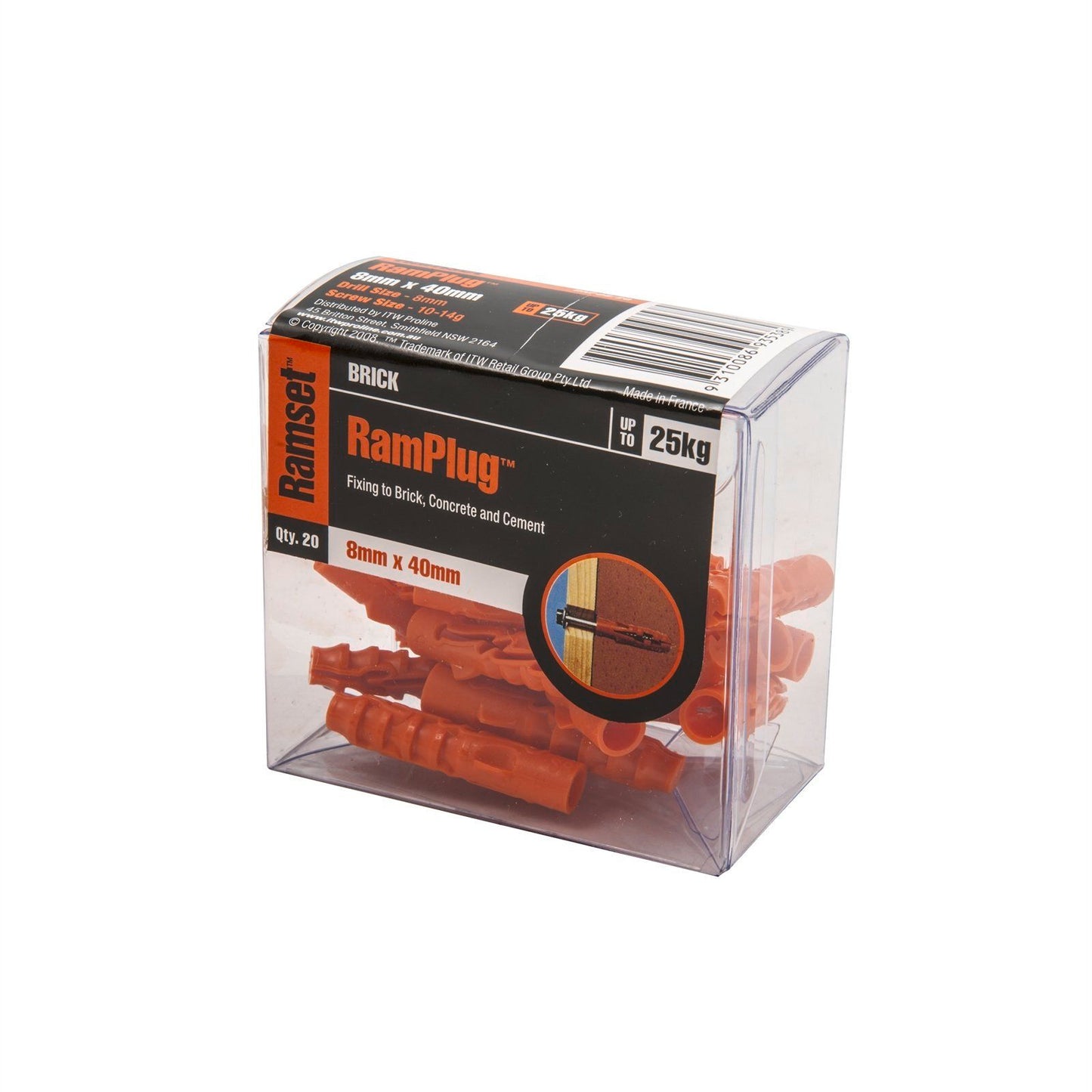 Ramset Nylon Anchor Ramplug - 8mm - 20 Pack
