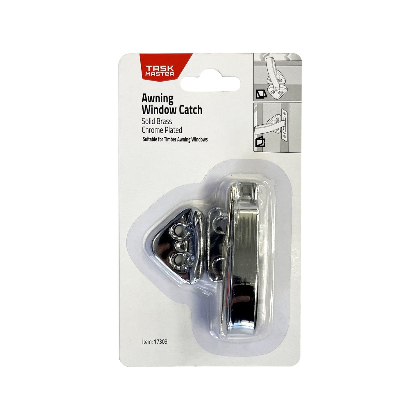 Taskmaster Chrome Plated Awning Window Catch - 25 x 70mm
