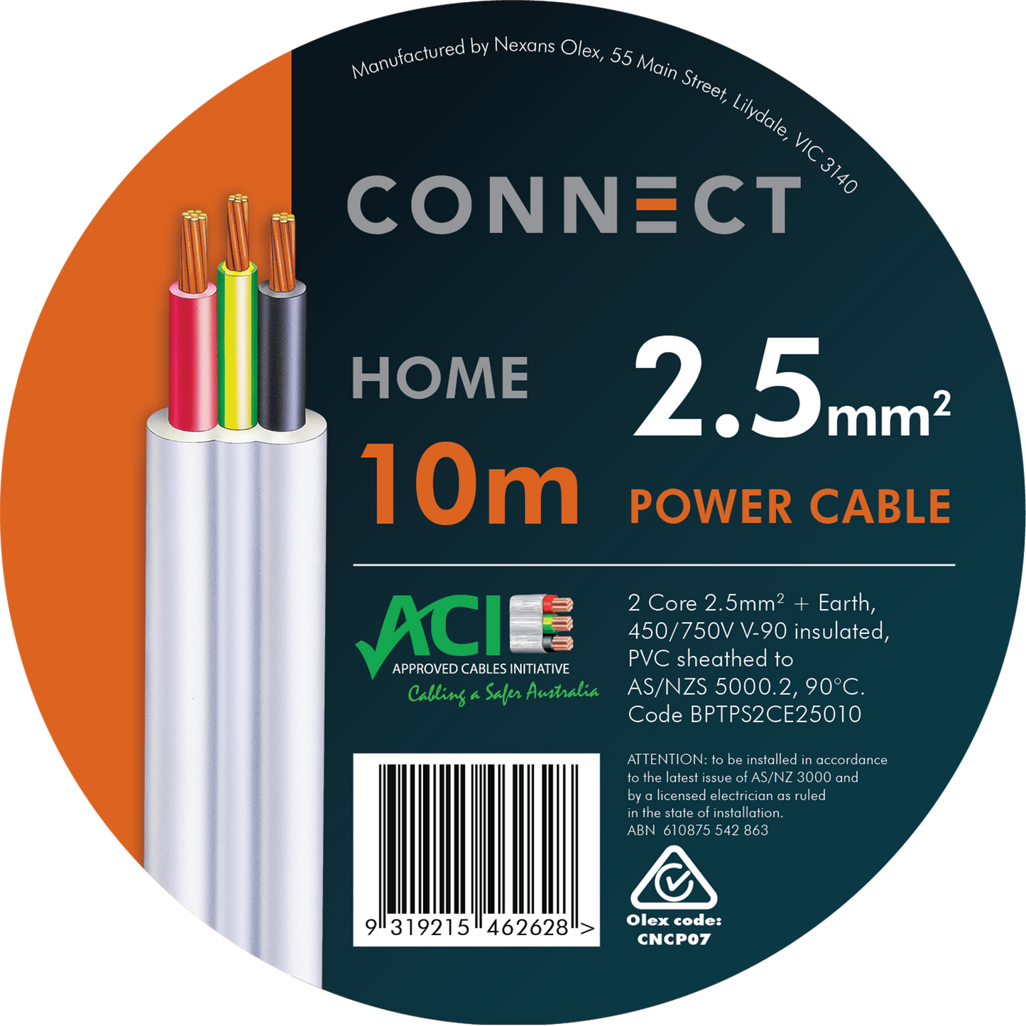 Cable Elec Twin Earth Connect - 2.5mm x 10m
