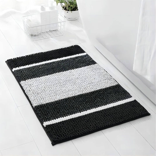 Barelli Chenille Bath Mat 80 x 50cm Black