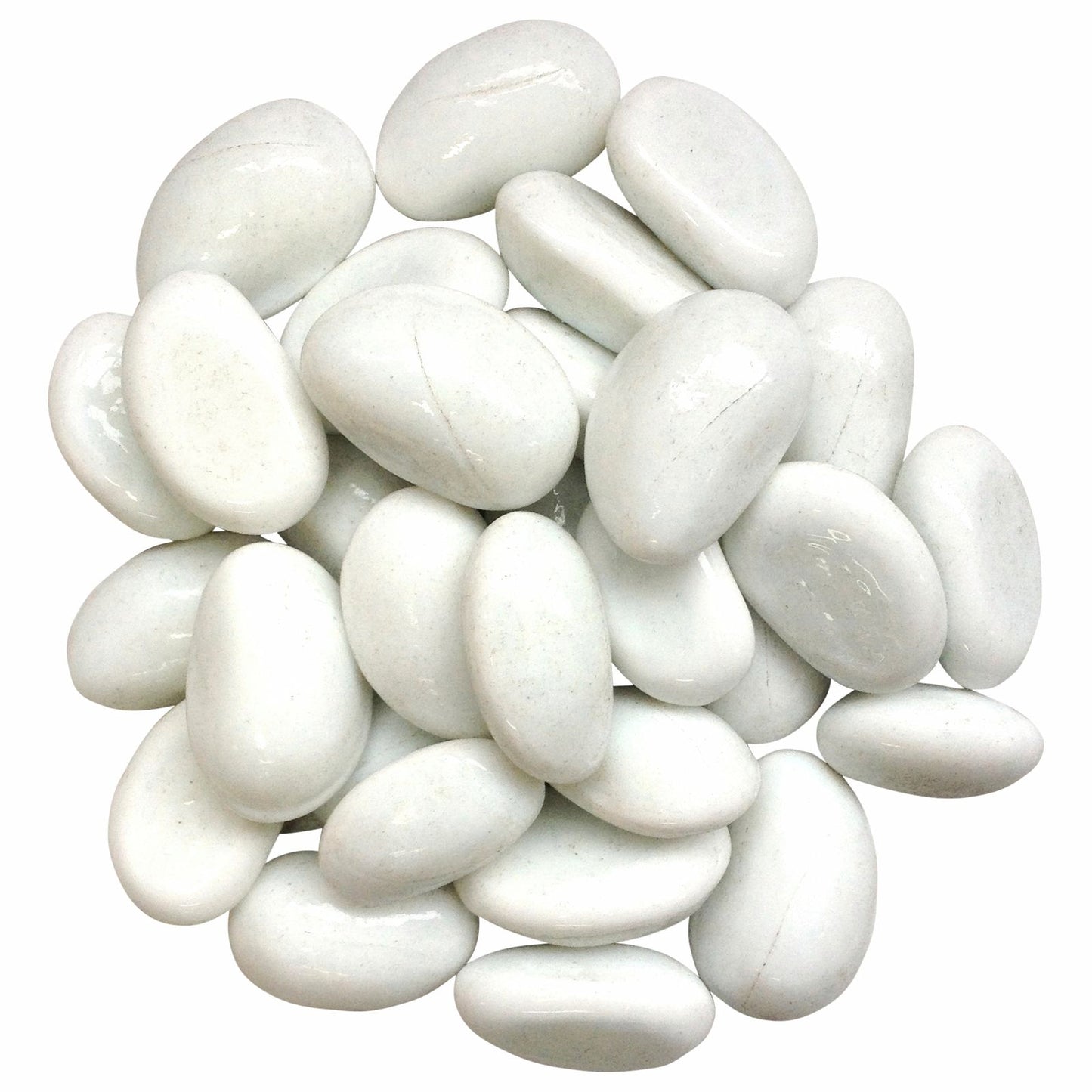 Tuscan Path Moroccan White Glass Pebbles - 30-35mm - 1kg