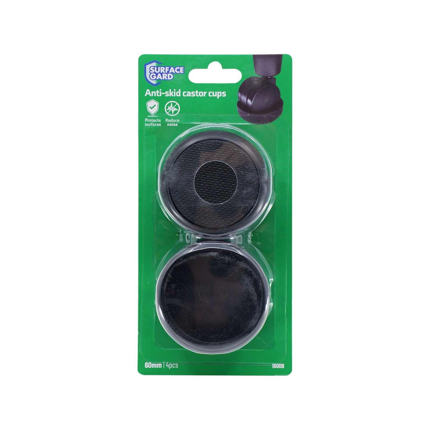 Surface Gard Black Non Slip Castor Cup - 60mm - 4 Pack