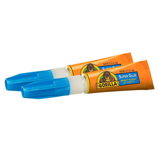Gorilla Super Glue 3g 2 Pack - Impact-Resistant - Fast Drying - Clear