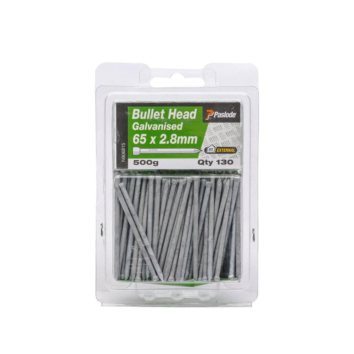 Paslode Galvanised Bullet Head Nails 65mm 2.8mm 130 Pack Durable